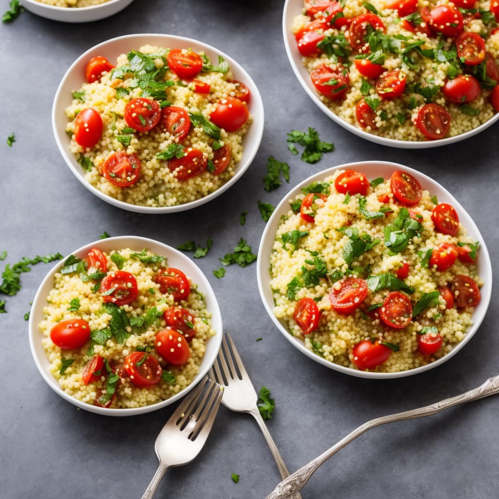 Giant Couscous & Tomato Salad with Zhoug-Style Dressing