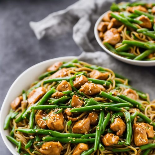 Ginger Chicken & Green Bean Noodles Recipe