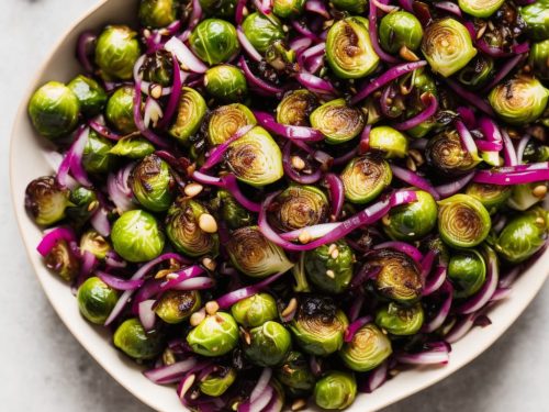 Glazed Sprouts with Caramelised Red Onions