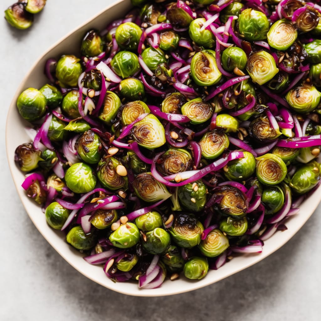 Glazed Sprouts with Caramelised Red Onions