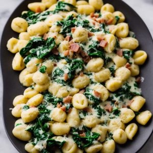Gnocchi with Pancetta, Spinach & Parmesan Cream