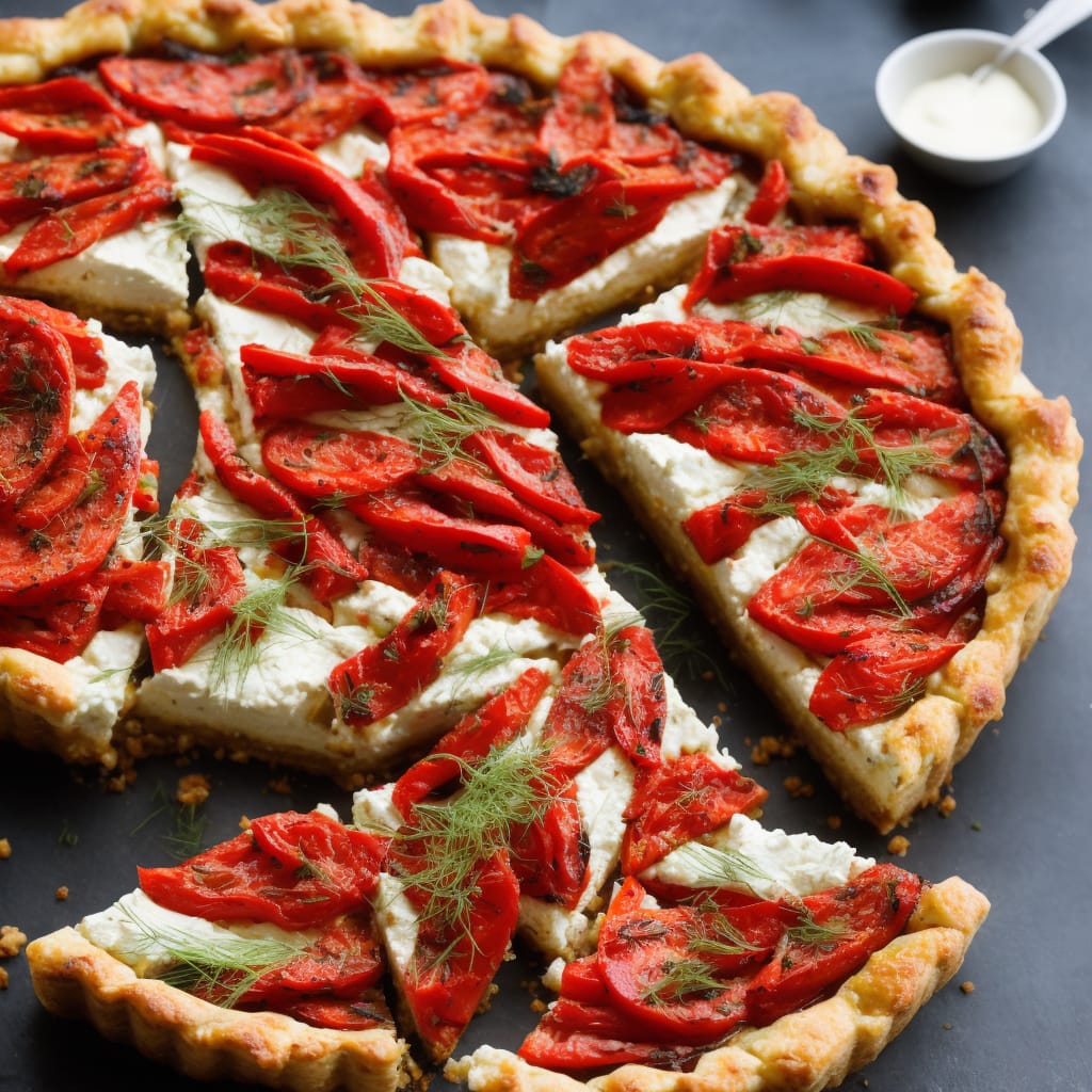 Goat’s cheese, fennel & roasted red pepper tart