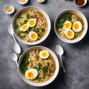 Golden Noodle Soup with Soft Boiled Eggs