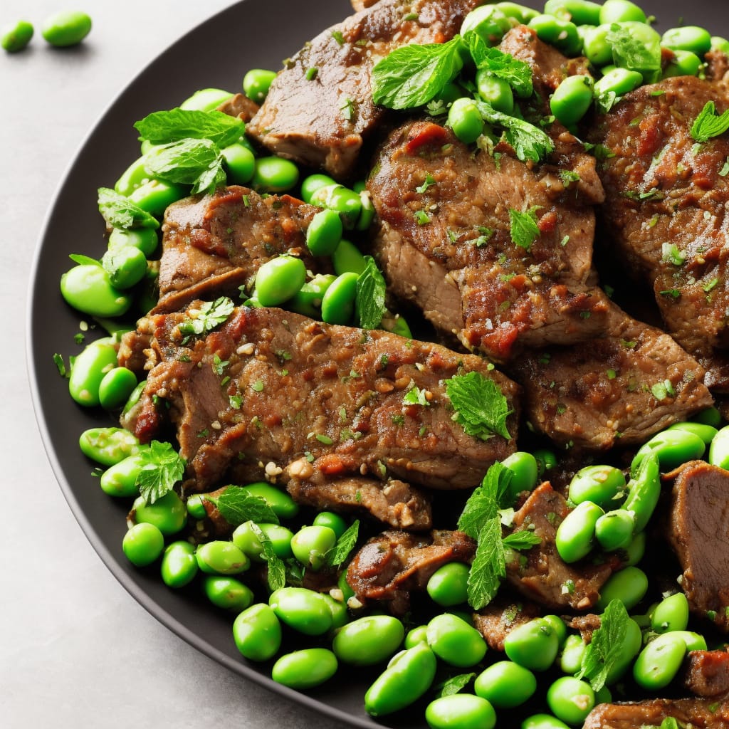 Greek lamb with smoked aubergine & minty broad beans
