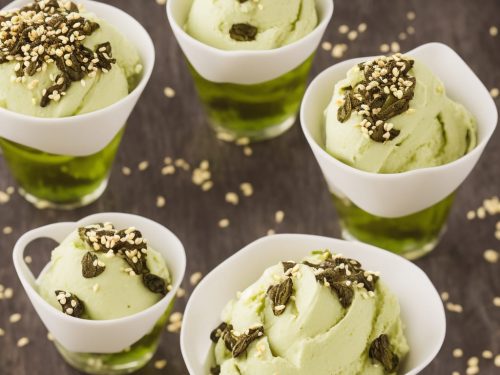 Green Tea Frozen Yogurt with Sesame Brittle Shards