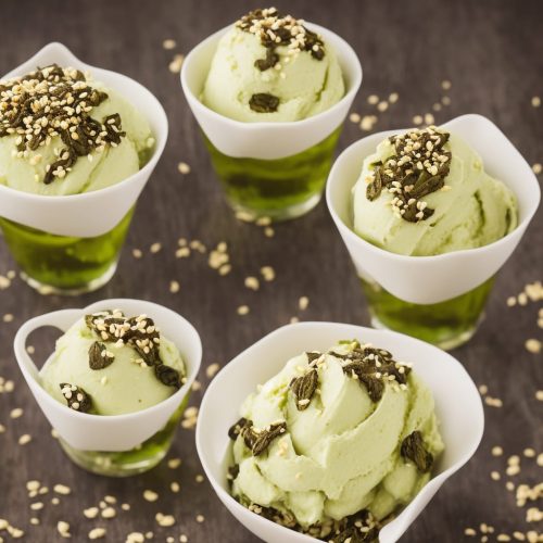 Green Tea Frozen Yogurt with Sesame Brittle Shards Recipe