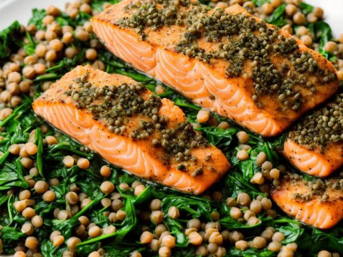 Gremolata-Crusted Salmon with Lentils & Spinach