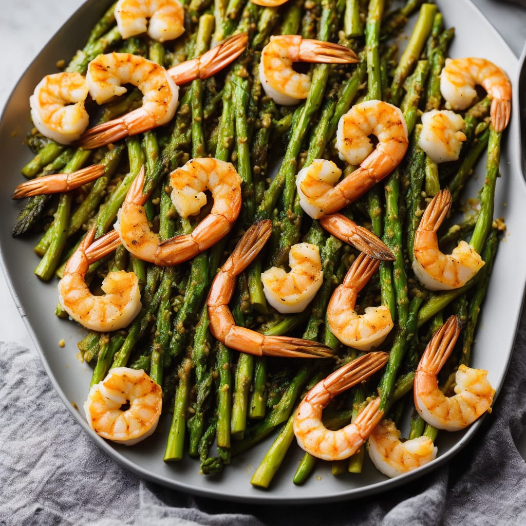 Griddled Asparagus with Prawns & Rouille