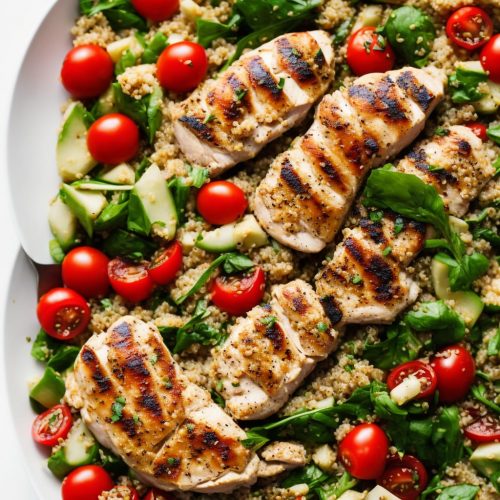 Griddled Chicken with Quinoa Greek Salad Recipe