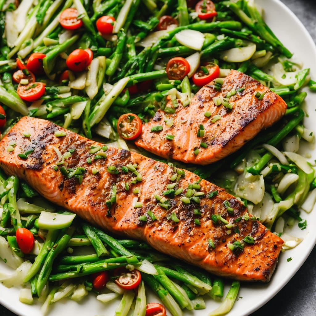 Griddled Salmon with Spring Onion Dressing