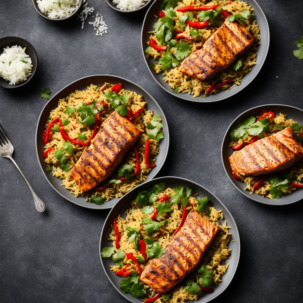 Grilled Chilli & Coriander Salmon with Ginger Rice