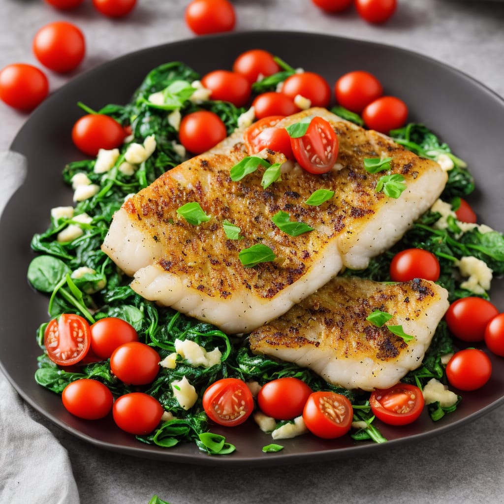 Grilled Cod with Spinach and Tomatoes