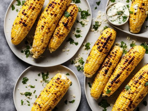 Grilled Corn with Garlic Mayo & Grated Cheese