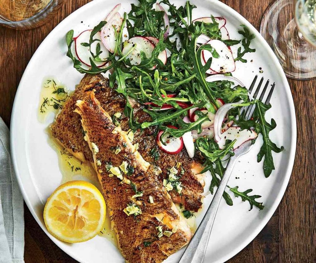Grilled Herrings with Mustard & Basil Dressing Recipe