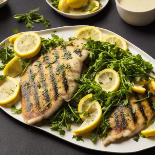 Grilled Lemon Sole with Dumplings & Lemon Sauce Recipe