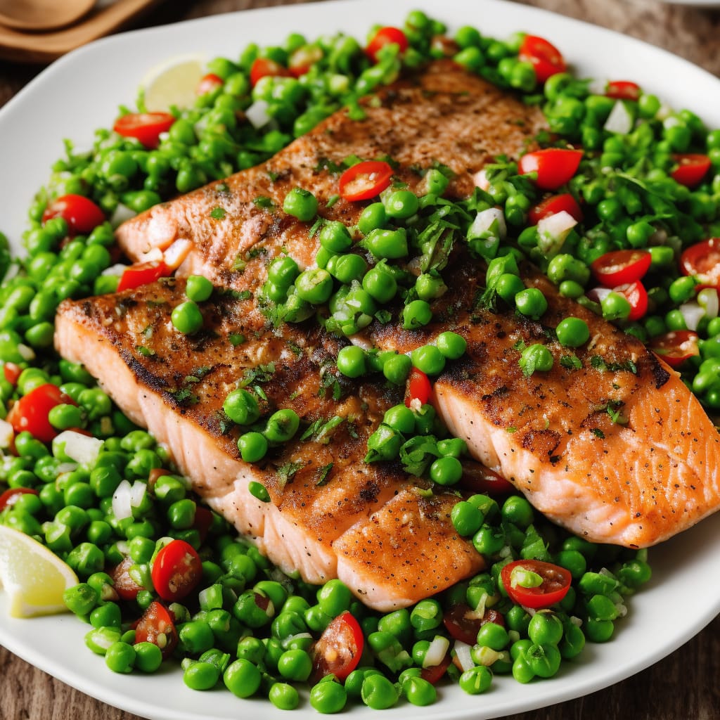 Grilled Sea Trout with Raw Pea Salsa