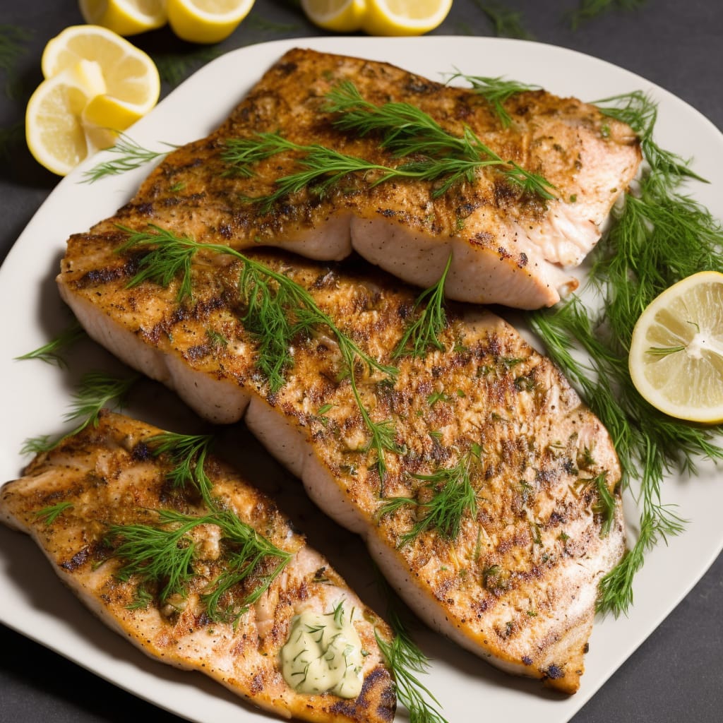 Grilled Trout with Dill & Mustard Sauce