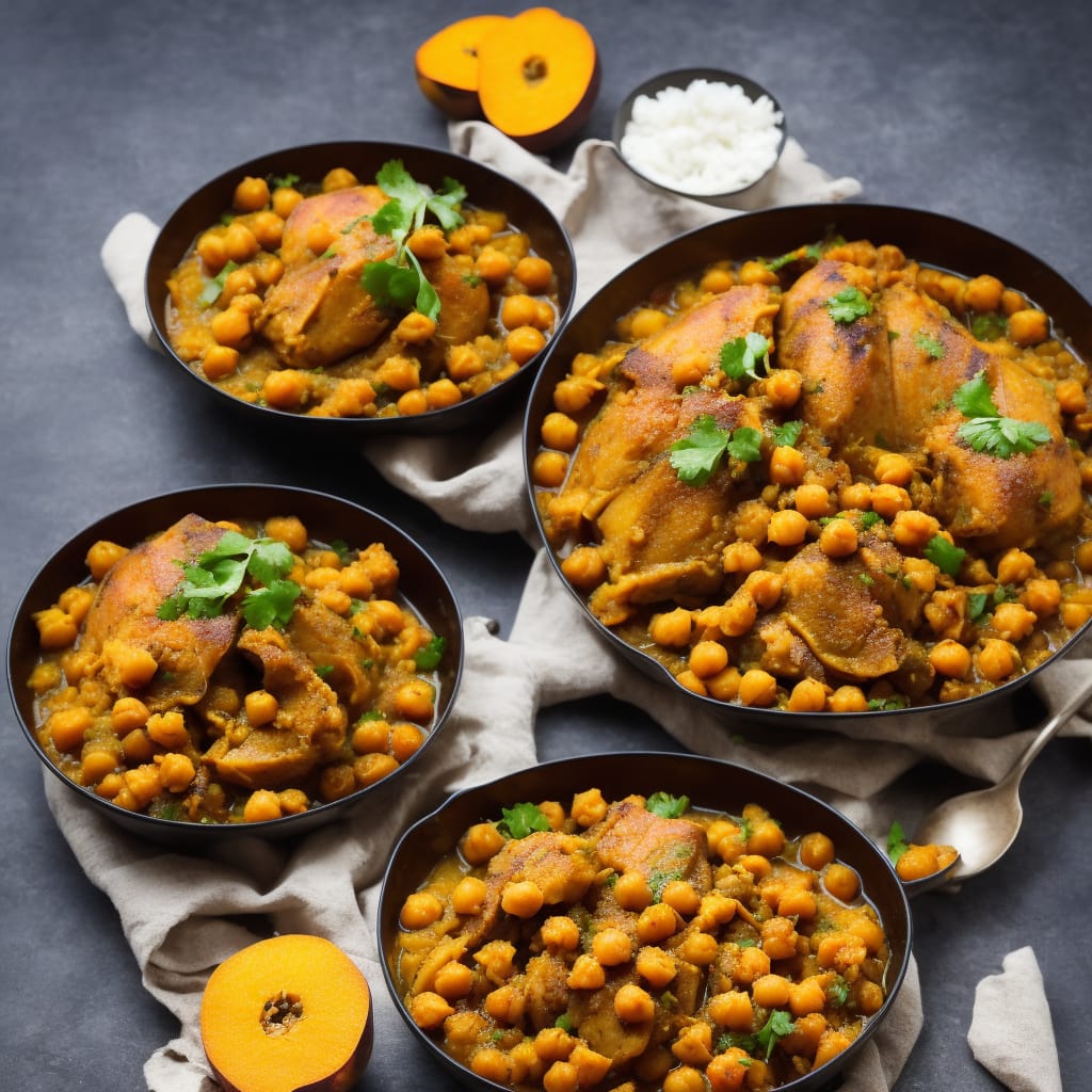 Guinea fowl tagine with chickpeas, squash & apricots