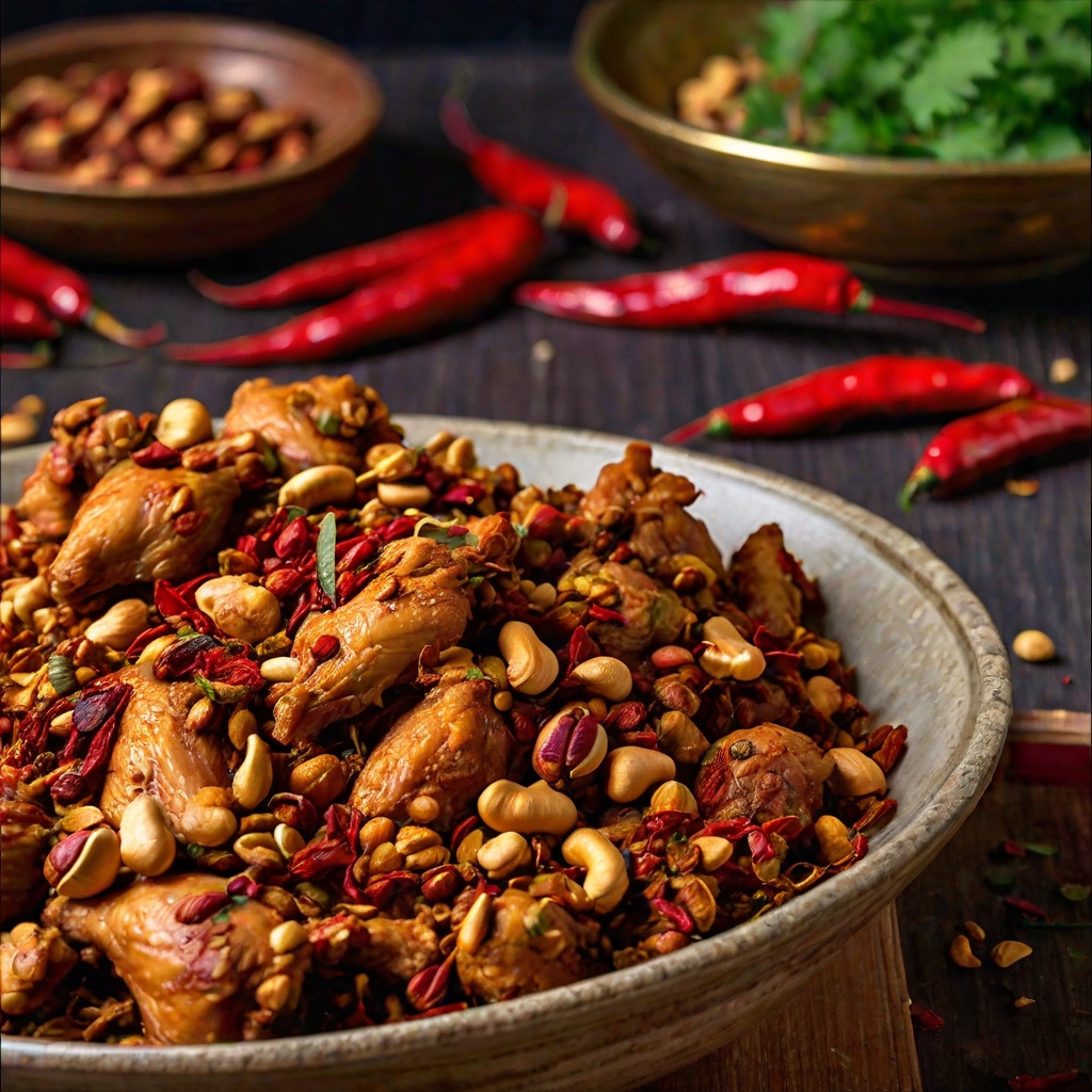Gunpowder Chicken with Dried Red Chillies & Peanuts