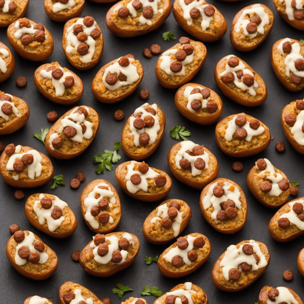 Halloween Mini Baked Potatoes with Sticky Sausages