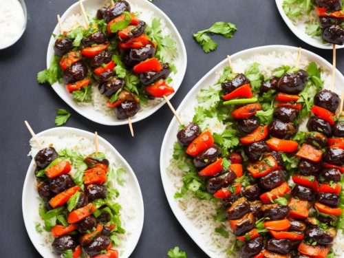 Harissa Aubergine Kebabs with Minty Carrot Salad