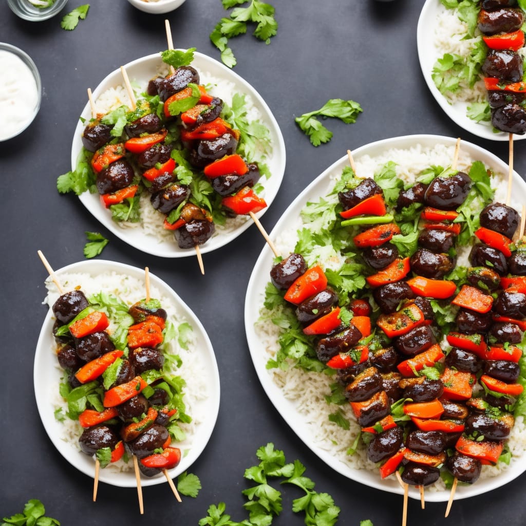 Harissa Aubergine Kebabs with Minty Carrot Salad