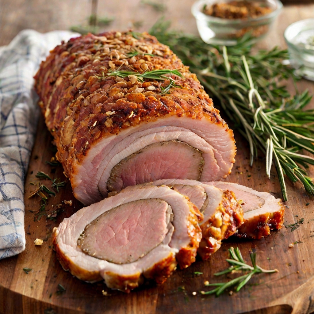 Herb Rolled Pork Loin with Crackling