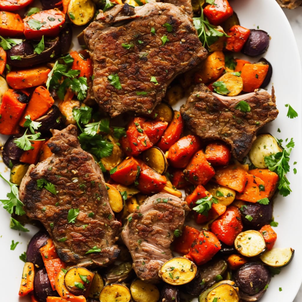 Herbed Lamb Cutlets with Roasted Vegetables