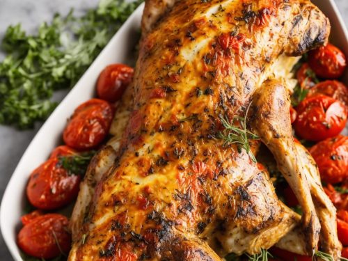 Herby Cheese Roast Chicken & Baked Tomatoes