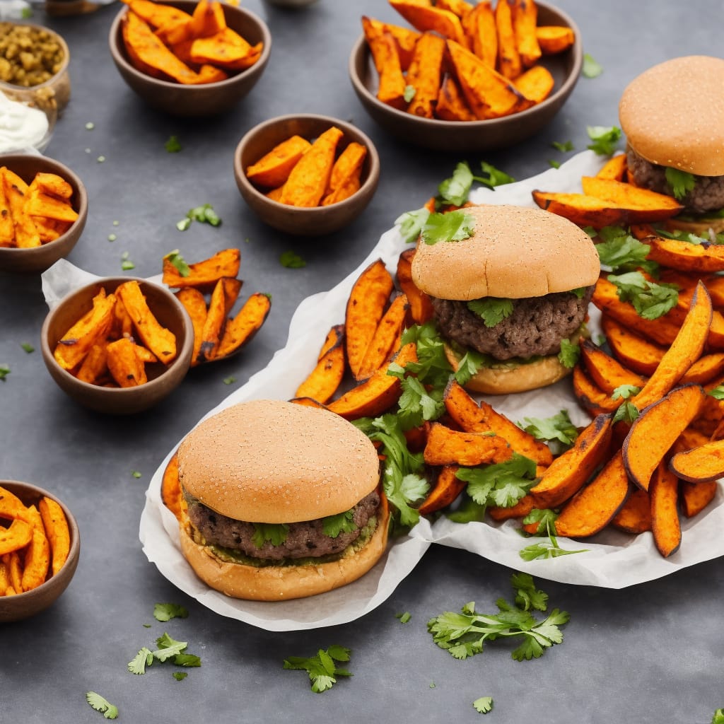Homemade Burgers with Sweet Potato Wedges