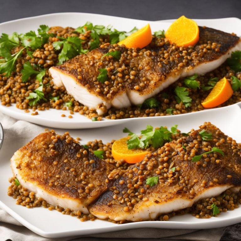 Honey & Orange Roast Sea Bass with Lentils Recipe