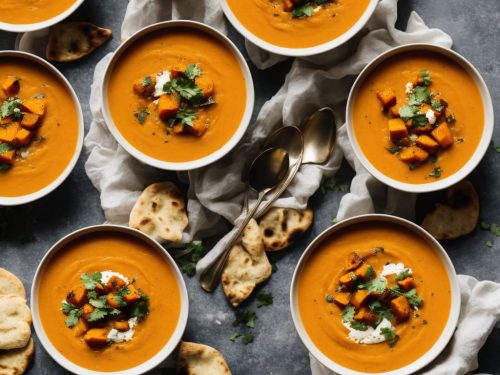 Indian Roasted Butternut Squash Soup with Seeded Naan Recipe