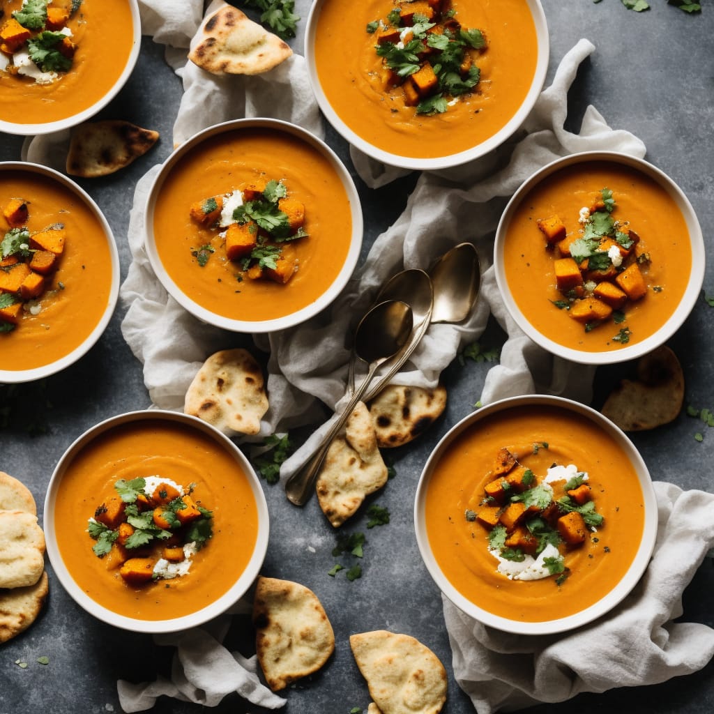 Indian Roasted Butternut Squash Soup with Seeded Naan Recipe