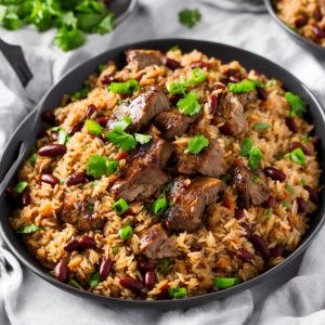 Jerk Pork with Rice & Beans