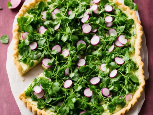 Jersey Royal, Wild Garlic & Watercress Tart with Pink Pickled Onions