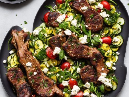 Lamb Chops with Griddled Courgette & Feta Salad