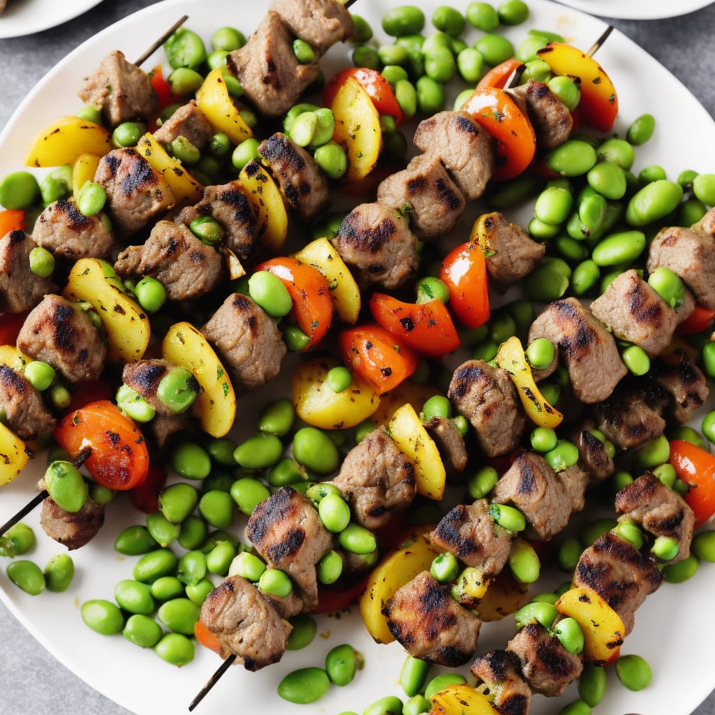 Lamb & Potato Kebabs with Minty Broad Beans