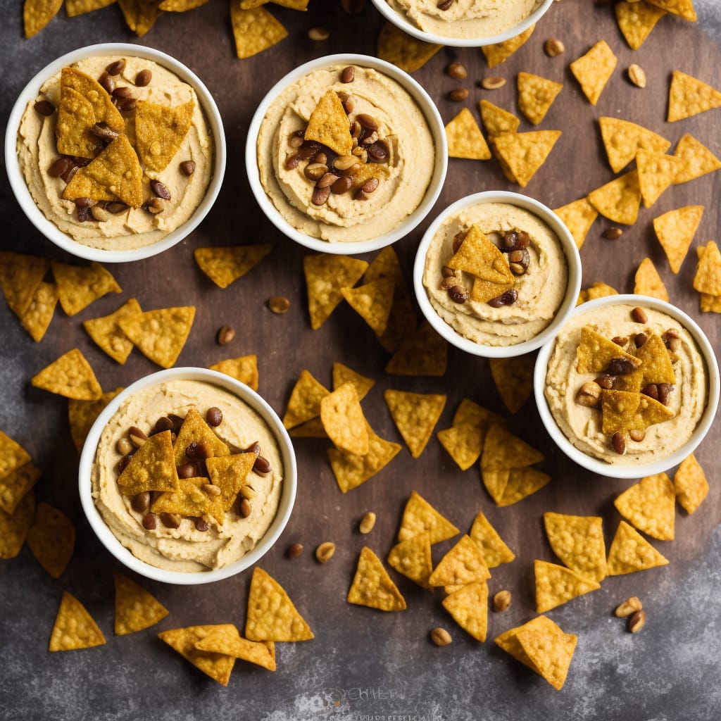 Layered Hummus with Spiced Tortilla Chips