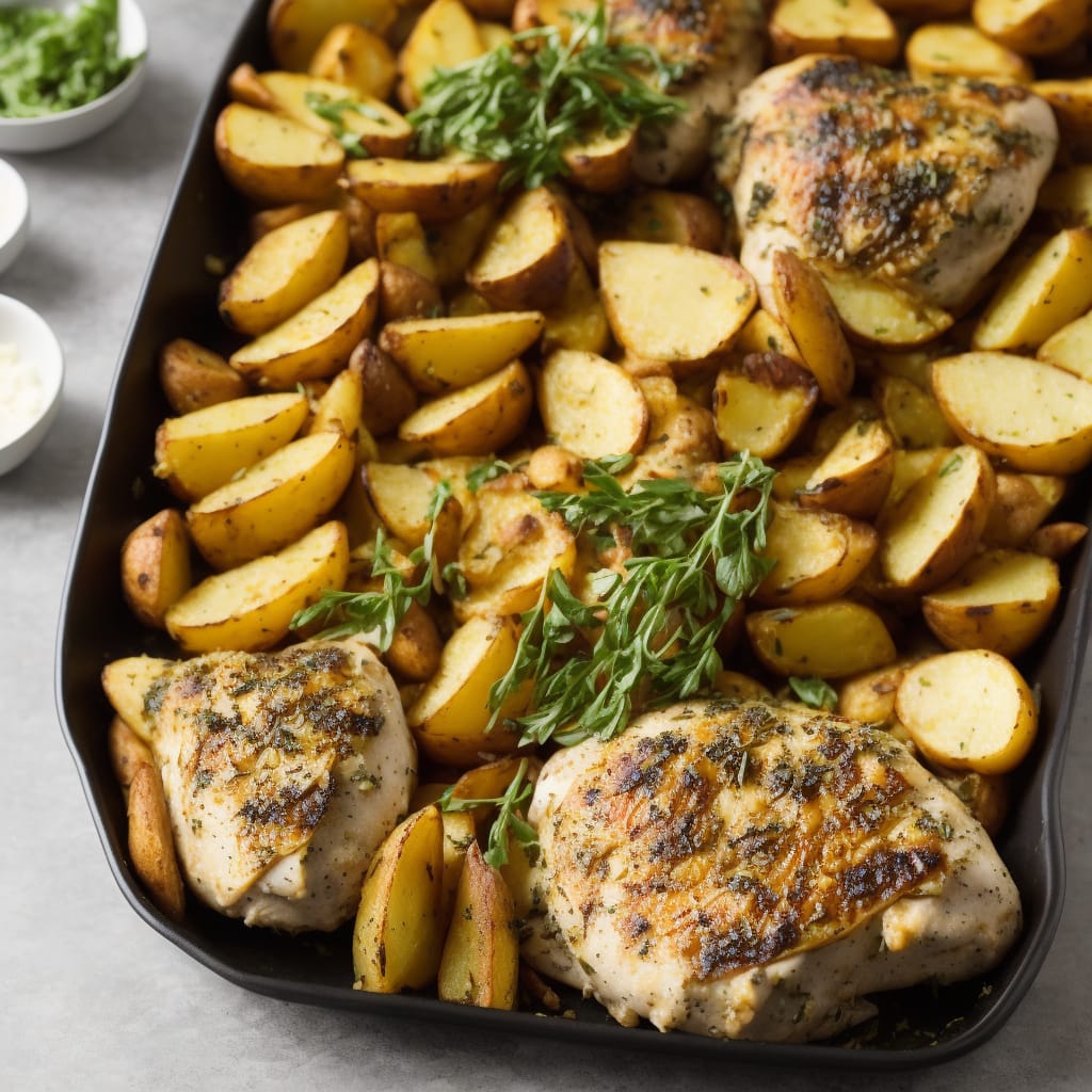 Lemon & Herb Chicken Traybake with Butter Beans & Potato Wedges