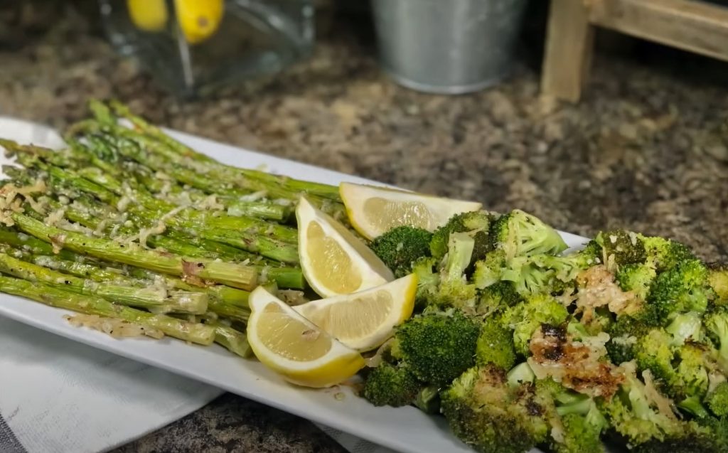 Lemon-Roasted Broccoli and Asparagus
