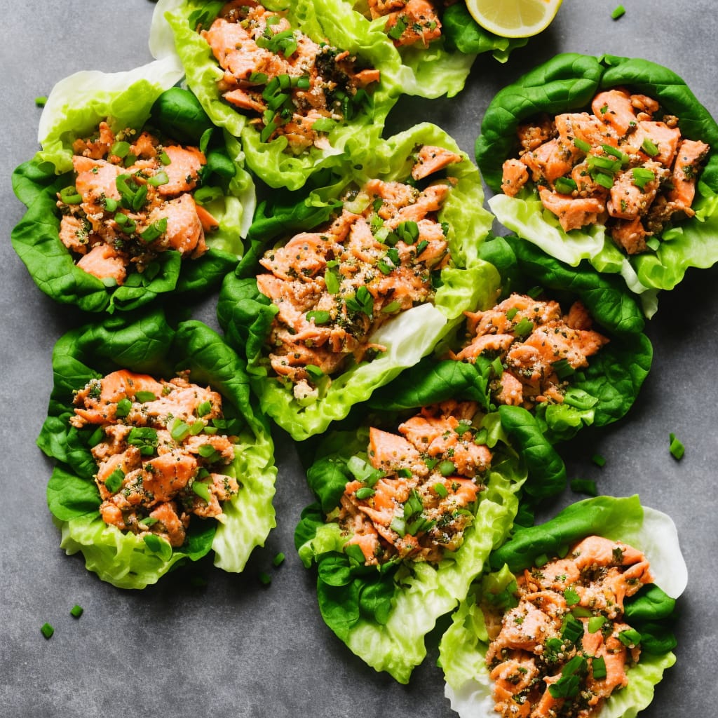 Lemony Salmon & Lettuce Wraps