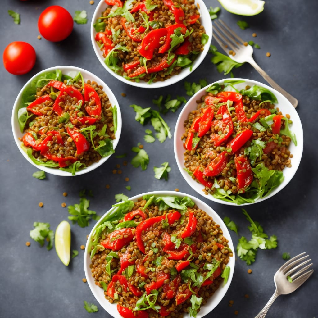 Lentil & red pepper salad