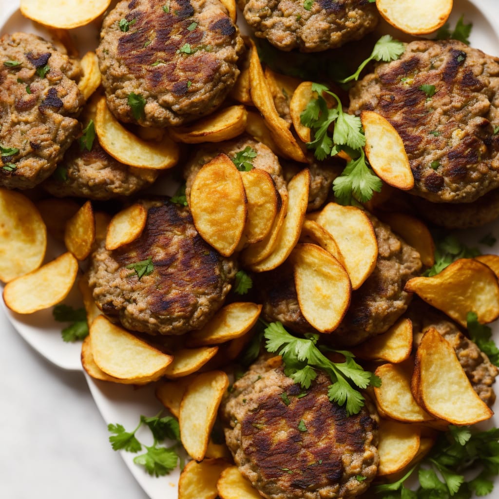Lighter lamb burgers with smoky oven chips
