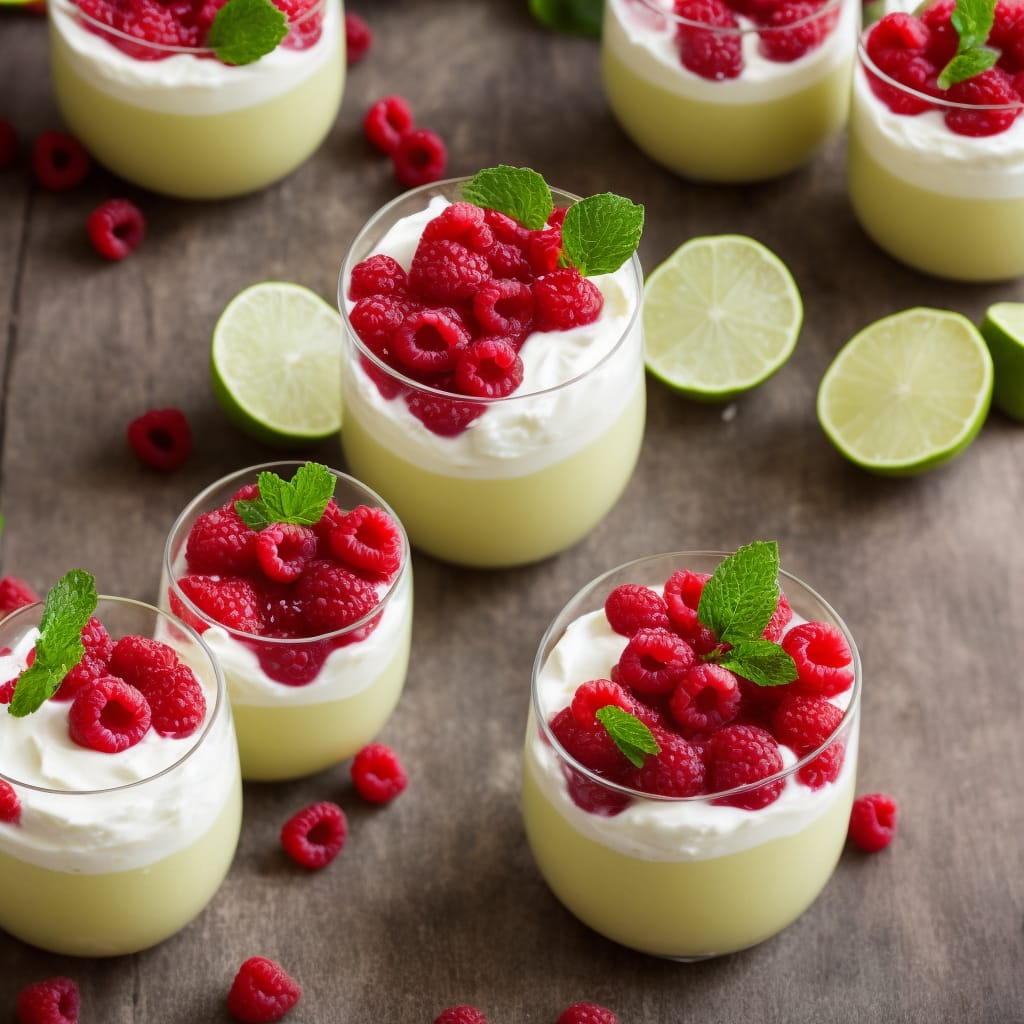 Lime Possets with Raspberries