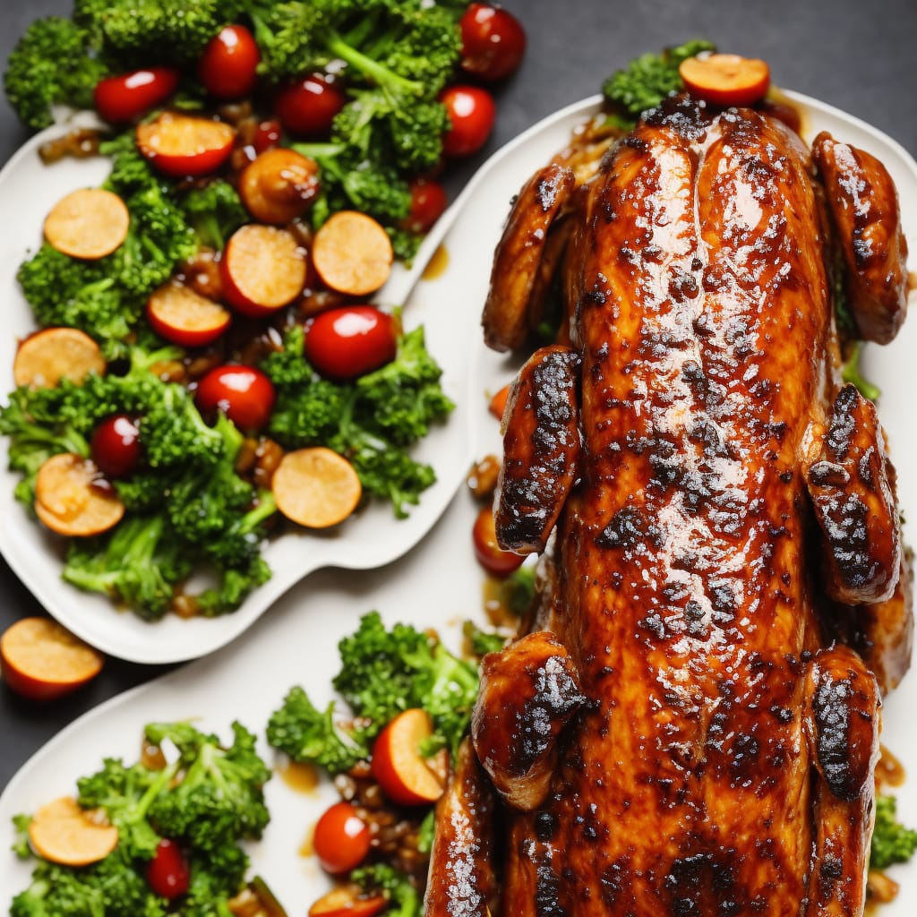 Balsamic Cherry Glazed Roasted Duck with Stuffing