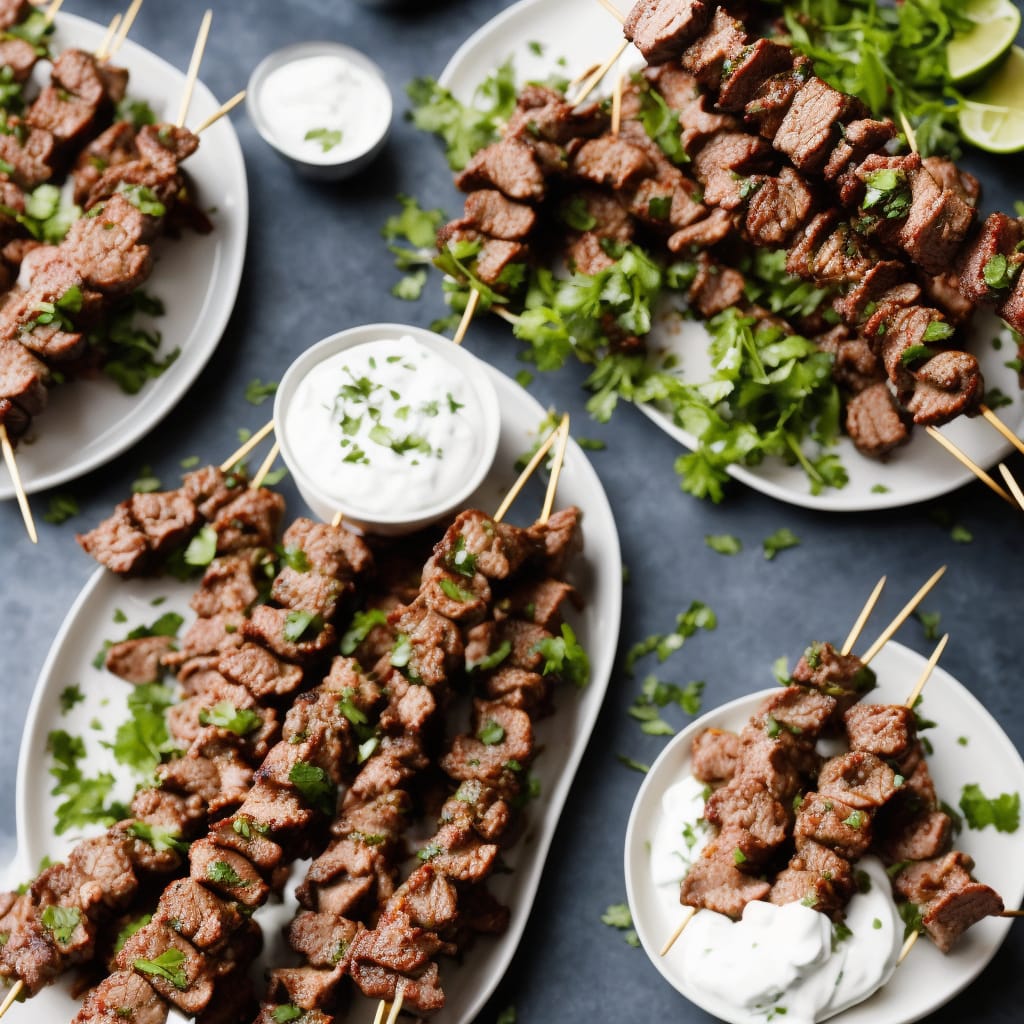 Mary's Chilli Lamb Skewers with Minted Yogurt Cooler