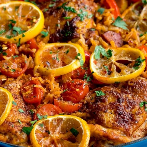 MexicanInspired Chicken Thigh and Rice Skillet Recipe