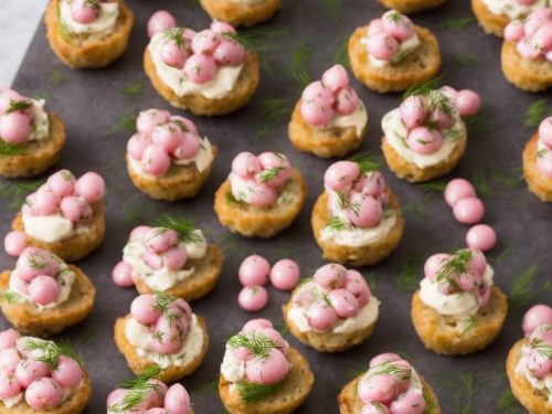 Mini Hasselbacks with Soured Cream, Dill & Pink Pickled Onions