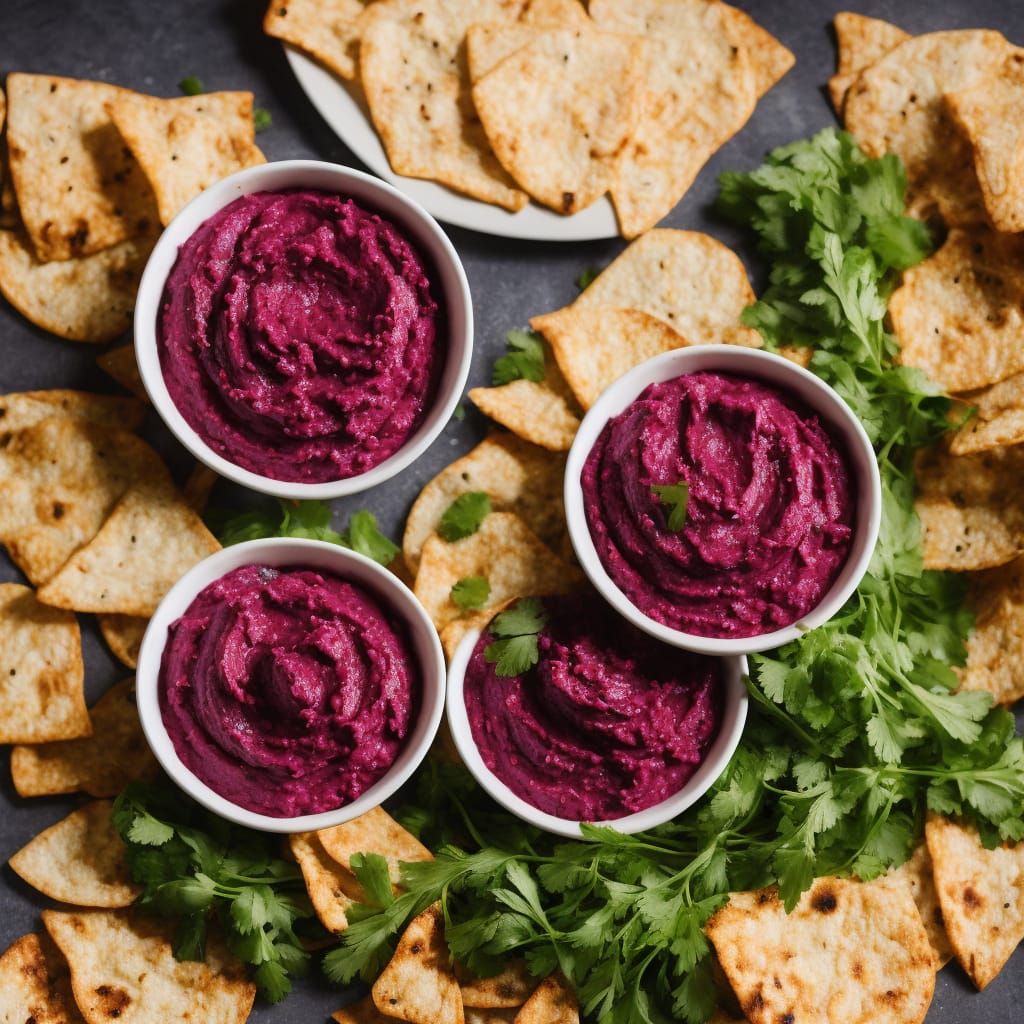 Minty Beetroot Dip with Chilli Pitta Crisps