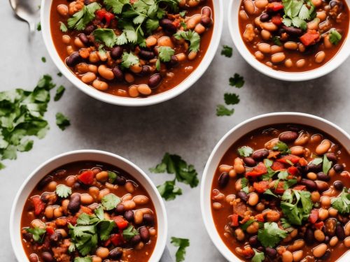 Mixed-bean chili with wedges